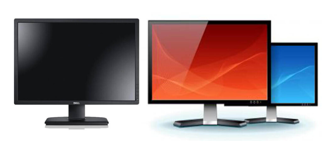 Types of computers monitors and connecting to laptop with docking stations.
